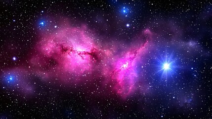 Poster - Beautiful nebula and star captured in a cosmic setting representing celestial energy fields and the mysteries of interdimensional space