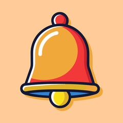 Poster - Stylized Golden Notification Bell with a Clapper on a Peach Background