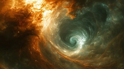 Poster - Breathtaking spirally nebula in radiant orange and blue colors creating a stellar scene of cosmic beauty in the universe