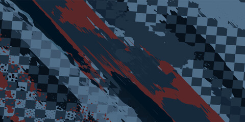 Wall Mural - Race flag grunge background, car rally or motocross finish flag with vector checker pattern. Grunge race flag for car racing sport or bike speedway, motorsport
