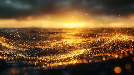Poster - Captivating blur of a sunset with golden glow on the horizon creating a dreamlike atmosphere and breathtaking colors blending together