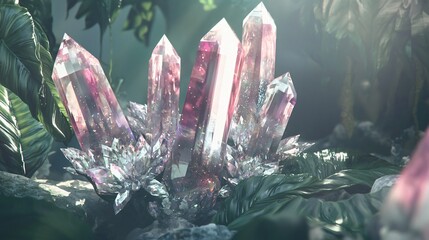 Poster - Stunning collection of crystals gleaming with intricate details and brilliant reflections in a captivating artistic illustration