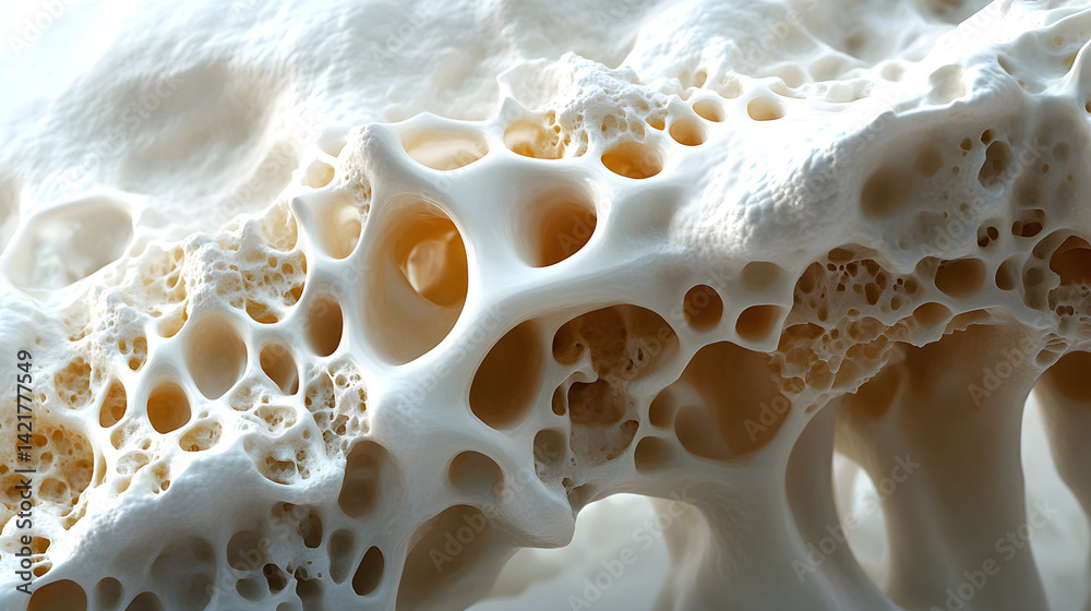 Foto de Stock Bone cross-section highlighting spongy tissue and marrow ...