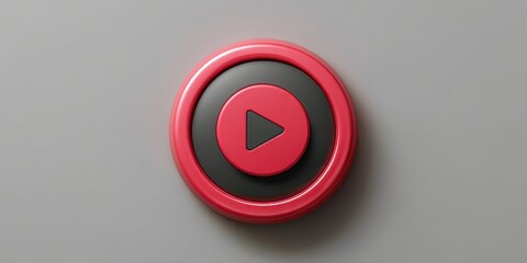 Poster - A red and black button with a play symbol on it