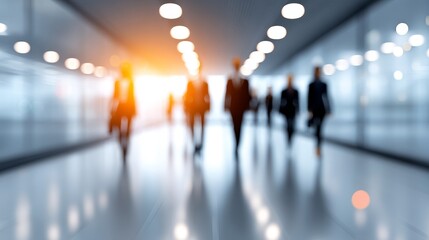 Poster - Abstract Blurred of Business People Walking - Symbolizing teamwork, progress, collaboration, ambition