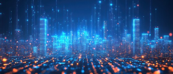 Poster - Digital Metropolis: A Futuristic Cityscape of Light and Data