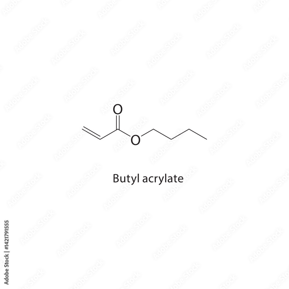 Butyl acrylate skeletal structure. Acrylate compound schematic ...