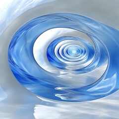 Poster - Abstract swirling tunnel, light blue and white