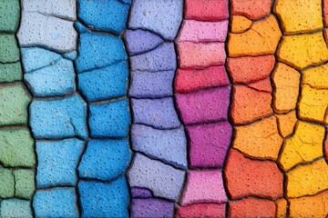 Poster - Colorful Cracked Paint Texture - Abstract of cracked paint in vibrant rainbow colors, perfect for backgrounds or design projects