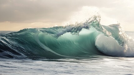 Poster - gentle wave in the ocean captured with soft light diffusion and ultra-realistic details showcasing t