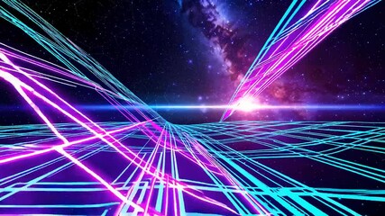 Poster - Abstract Cosmic Scene with Bright Lights and Futuristic Patterns