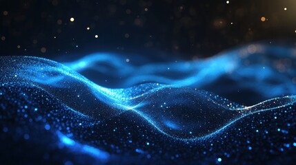 Poster - Abstract Blue Particle Wave Background Image