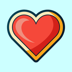 Poster - Retro Heart Illustration with Bold Outlines and a Light Blue Background