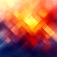 Poster - Abstract vibrant geometric pattern with blurred, warm and cool color tones