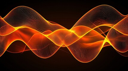 Poster - stunning wave of orange and yellow lines flowing through cosmic space with dramatic contrast creatin