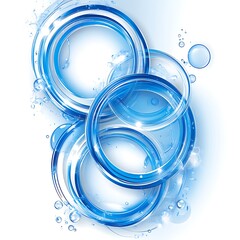 Poster - Abstract water circles design.  Water rings, ripples, and bubbles overlap on a white background.  A dynamic and flowing pattern