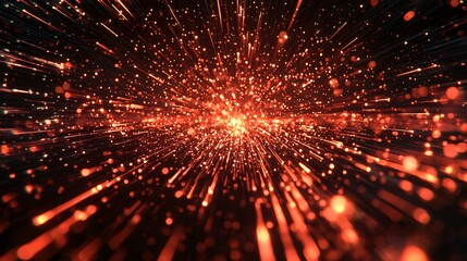 Poster - Dramatic red and black background featuring a brilliant burst of light creating intense contrast and a cosmic energy feel in space environment