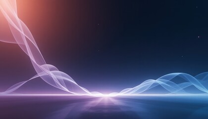 Poster - Dynamic light waves creating ethereal patterns over water abstract digital art calm atmosphere enigmatic visuals