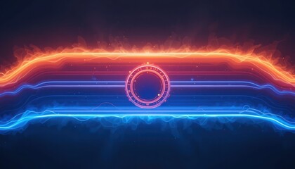 Poster - Dynamic light waves interaction digital realm graphic design abstract environment upward viewpoint energy concept for visual impact