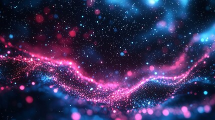 Poster - ethereal pink and blue background with a cosmic theme featuring hidden star systems and neon glows i