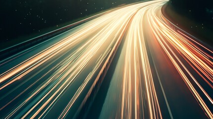 Poster - dynamic highway with light streaks creating a vibrant cosmic scene of intergalactic highways illumin