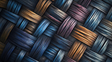 Woven texture: a close-up of a meticulously woven texture, showcasing a repeating pattern, adding visual depth and intricate detail. Aurora-Wrapped Weave. Illustration