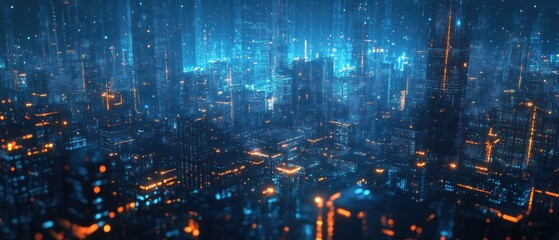 Poster - Cyberpunk Cityscape: A Futuristic Metropolis at Night