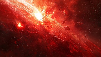 Poster - Breathtaking red nebula illuminated by distant stars showcasing the mysterious and beautiful elements of cosmic space and celestial phenomena