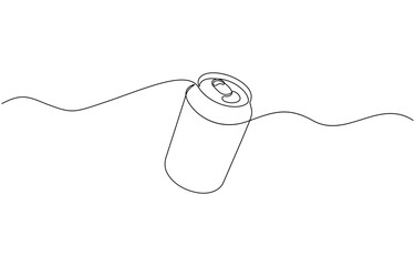 Aufkleber - Continuous line drawing of soda aluminum can. One line of aluminum can, Continuous line drawing of soda aluminum can. One line of aluminum can. Soda refreshing drink concept continuous line art.