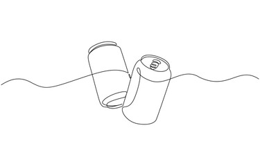 Aufkleber - Continuous line drawing of soda aluminum can. One line of aluminum can, Continuous line drawing of soda aluminum can. One line of aluminum can. Soda refreshing drink concept continuous line art.