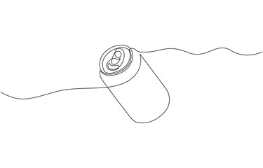 Aufkleber - Continuous line drawing of soda aluminum can. One line of aluminum can, Continuous line drawing of soda aluminum can. One line of aluminum can. Soda refreshing drink concept continuous line art.