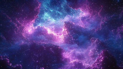 Poster - Beautiful nebula forming a celestial landscape in space with soft ambient glow and star nurseries in the background