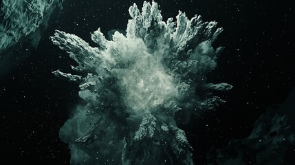 Poster - Striking nebula with a dark background showcasing the cosmic beauty and mystique of space with ambient light effects
