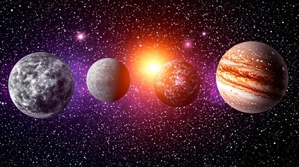 Poster - The majestic planets in the night sky creating a stunning cosmic scene with dramatic contrast and a sense of wonder over the universe