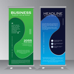 Wall Mural - roll up banner design with abstract background, vertical template design, roll up banner design, ver