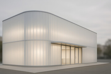 Poster - Modern Architecture: A sleek, contemporary structure with a minimalist aesthetic, showcasing clean lines, translucent walls, and a sense of spaciousness and light.