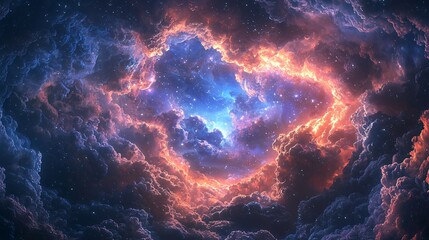 Poster - Ethereal nebula in the infinite sky with vibrant colors and dreamlike patterns evoking a sense of wonder and cosmic imagination