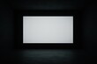 © Alex - A minimalist dark room featuring a blank projection screen, ideal for presentations, filmmaking, or art installations, conveying a sense of space, creativity, and modern design.
