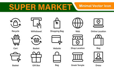 Fototapete - Set of shopping cart icons. Collection of web icons for online store, from various cart icons in various shapes. Shopping outline icon set.