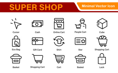 Fototapete - Set of shopping cart icons. Collection of web icons for online store, from various cart icons in various shapes. Shopping outline icon set.