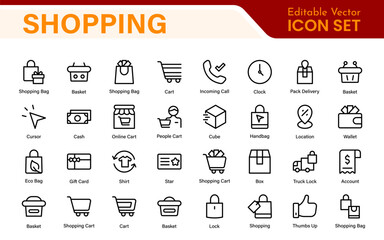 Fototapete - Set of shopping cart icons. Collection of web icons for online store, from various cart icons in various shapes. Shopping outline icon set.