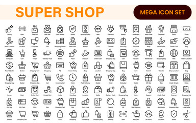 Fototapete - Set of shopping cart icons. Collection of web icons for online store, from various cart icons in various shapes. Shopping outline icon set.