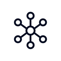 Abstract Network Connection Icon Central Hub with Six Satellites