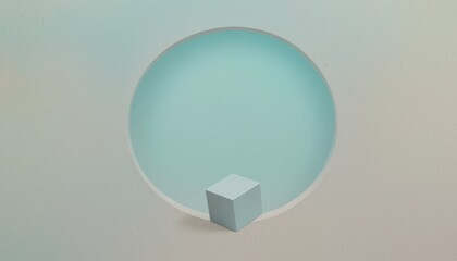 Poster - Dynamic interaction of cube and circle minimalist environment 3d animation contemporary design abstract concept