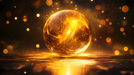 Wall Mural - ethereal orb of golden illumination fills ethereal space, golden light, celestial. cosmic illuminati