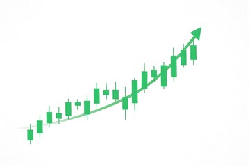 Poster - Rising Green Candlestick Chart with Upward Arrow for Financial Growth