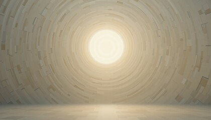 Poster - Illuminating journey through an abstract circular space indoor environment digital artwork enigmatic perspective captivating visual concept for creative inspiration