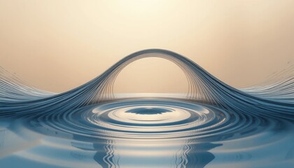 Poster - Water ripple effect creating harmonious waves serene landscape digital art calming environment aerial view nature's beauty in motion