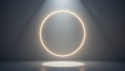 Poster - Illuminated circular design modern studio digital artwork minimalist aesthetic centered perspective futuristic concept