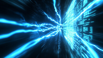 Aufkleber - Futuristic data streams creating bright visual patterns Generative AI